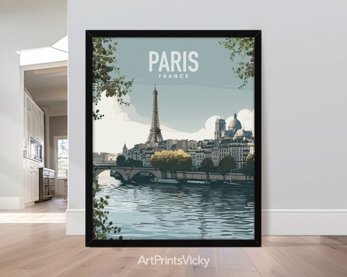 Paris Downtown Travel Poster Wall Art by ArtPrintsVicky