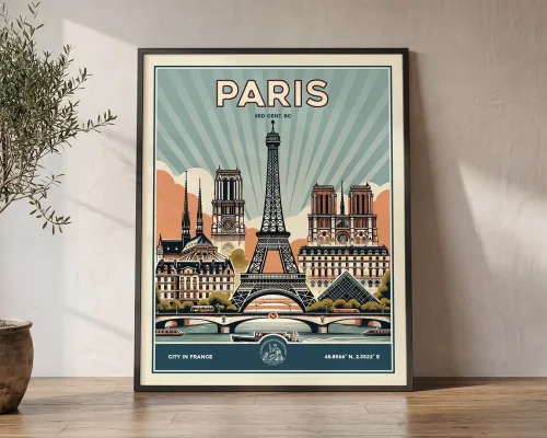 Paris Travel Poster — Vintage Wall Art Print