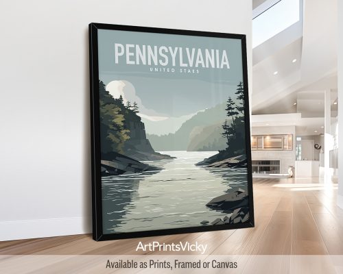 Pennsylvania State natural landscape illustration poster by ArtPrintsVicky