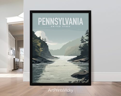 Pennsylvania State natural landscape illustration poster by ArtPrintsVicky