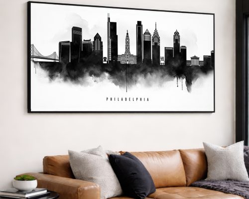 Philadelphia Wall Art Print Black and White