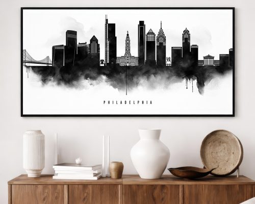 Alternative view of Philadelphia Wall Art Print Black and White