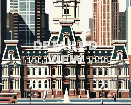 Philadelphia Travel Inspired Poster detail by ArtPrintsVicky
