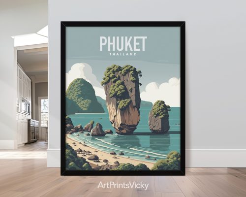 Phuket Island, Thailand travel poster in smooth colors by ArtPrintsVicky
