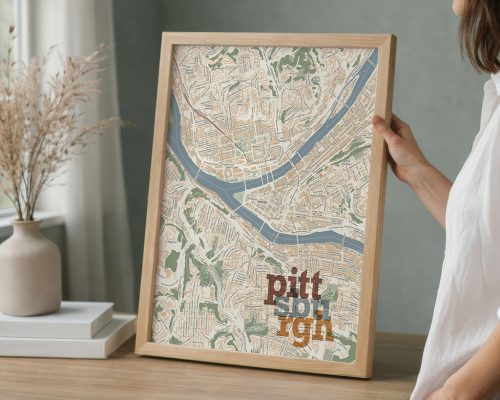 Pittsburgh Map Print, Personalized Wall Art