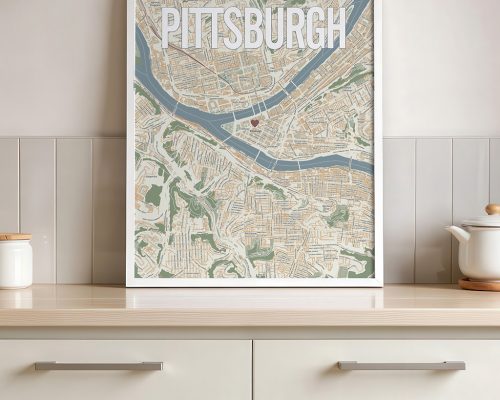 Alternative view of Pittsburgh Map Print, Personalized Wall Art