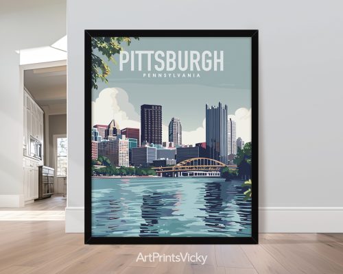 Pittsburgh Downtown Travel Poster Wall Art by ArtPrintsVicky