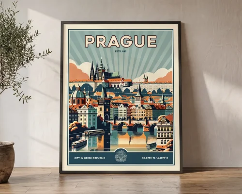 Prague Travel Poster — Vintage Wall Art Print