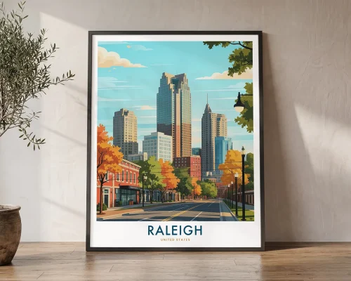 Raleigh Nc Skyline Travel Print – Cityscape Poster | ArtPrintsVicky