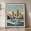 Raleigh Poster Inspired by Retro Travel Art | ArtPrintsVicky