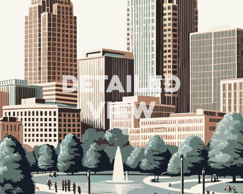 Raleigh illustrated travel poster in smooth colors detail by ArtPrintsVicky