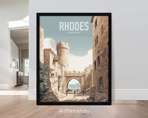 Rhodes Island, Greece travel poster in smooth colors by ArtPrintsVicky