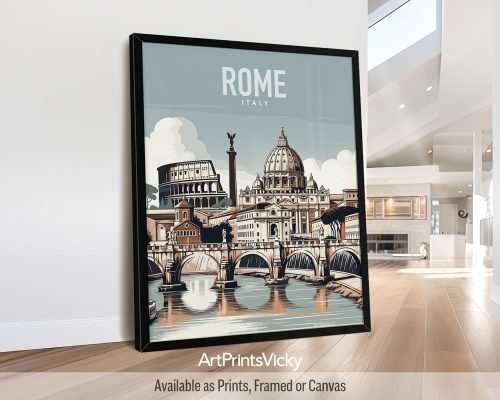 Rome skyline in smooth travel style art print by ArtPrintsVicky