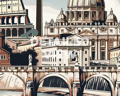 Rome skyline in smooth travel style art print detail by ArtPrintsVicky