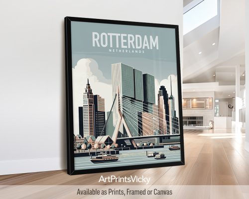 Rotterdam illustrated travel poster in smooth colors by ArtPrintsVicky
