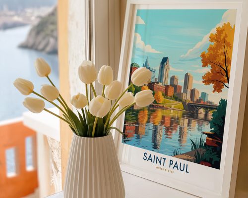 Alternative view of Saint Paul MN Skyline Travel Poster