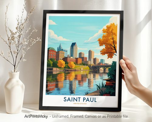 Saint Paul MN Skyline Travel Poster