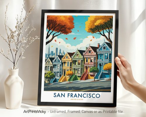 San Francisco Print - Painted Ladies Cityscape