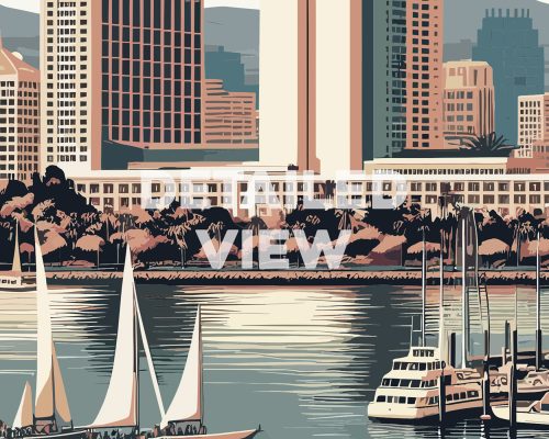 San Diego illustrated travel poster in smooth colors detail by ArtPrintsVicky