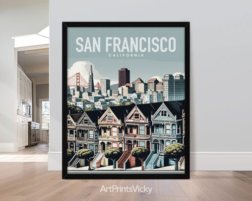San Francisco travel poster in smooth colors by ArtPrintsVicky