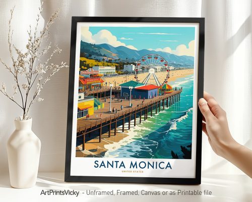 Santa Monica Travel Poster - California Print