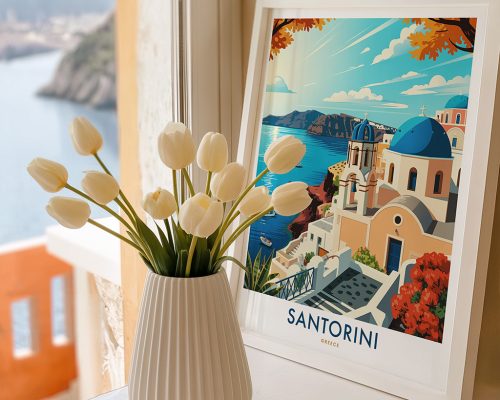 Alternative view of Santorini Greece Travel Poster - Wall Art Print
