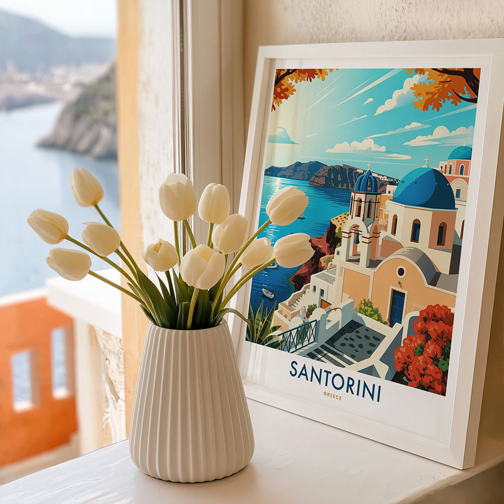 Santorini Greece Travel Poster - Wall Art Print - Image 2