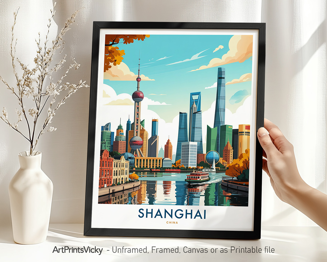 Shanghai Skyline Travel Poster