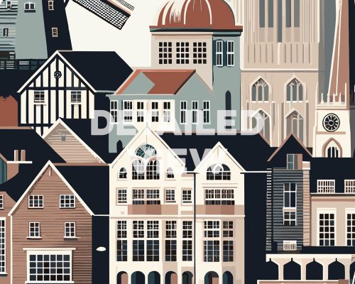 Illustration featuring various architectural styles of buildings in Southampton.