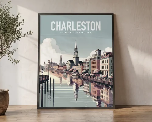 Southern Elegance Charleston Travel Poster | ArtPrintsVicky