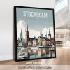 Stockholm illustrated skyline travel poster in smooth colors by ArtPrintsVicky