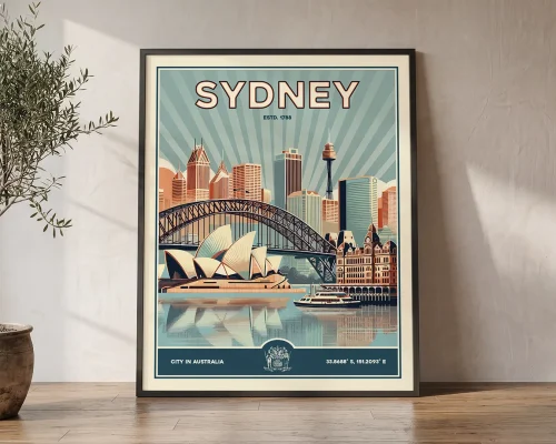 Sydney Travel Poster — Vintage Wall Art Print