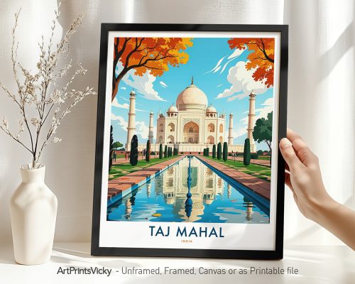 Taj Mahal Travel Poster - India Agra Wall Art