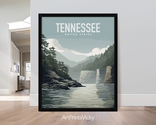 Tennessee State natural landscape vector illustration poster by ArtPrintsVicky