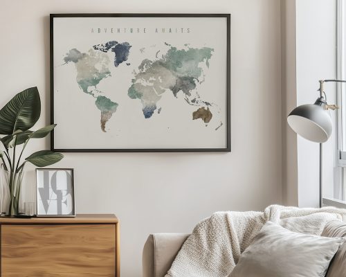 Alternative view of The World Map: Earth Tones Watercolor Poster