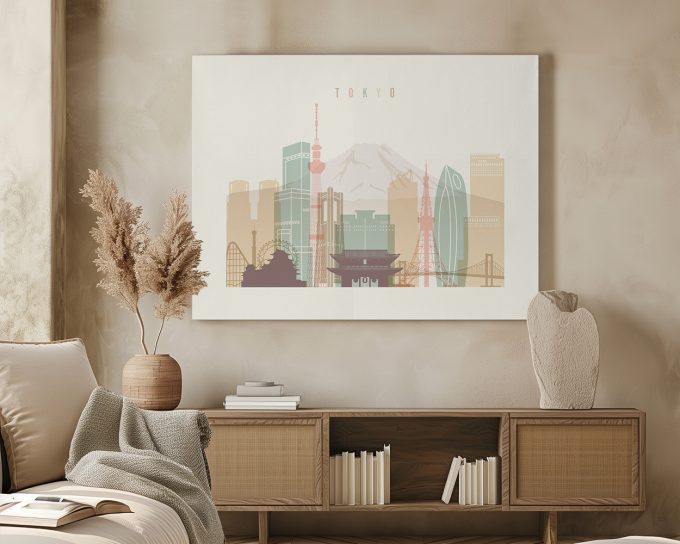 Illustration of Tokyo skyline featuring landmarks like Tokyo Tower and Mount Fuji.