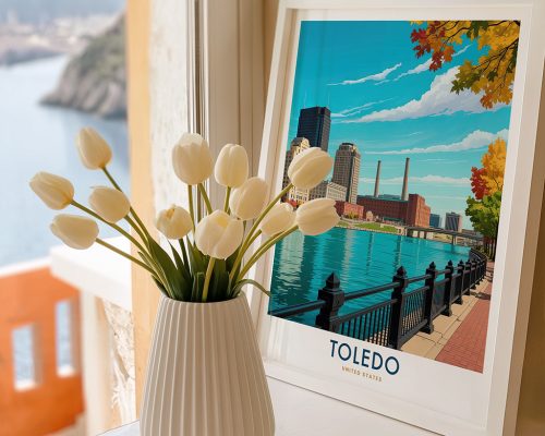 Alternative view of Toledo Ohio Skyline Travel Poster