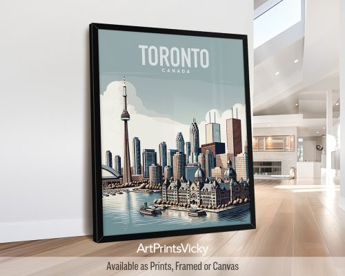 Toronto travel poster in smooth colors by ArtPrintsVicky