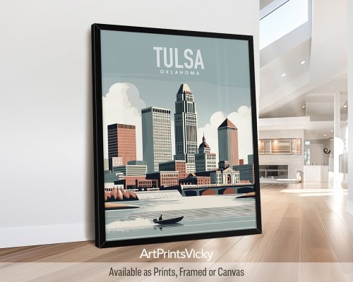 Tulsa in travel style art print by ArtPrintsVicky
