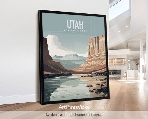 Utah State natural landscape vector illustration poster by ArtPrintsVicky