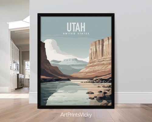 Utah State natural landscape vector illustration poster by ArtPrintsVicky