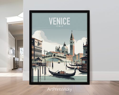 Venice Italy skyline in smooth travel style art print by ArtPrintsVicky