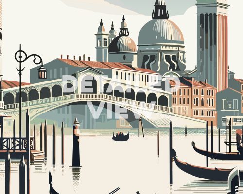 Venice Italy skyline in smooth travel style art print detail by ArtPrintsVicky