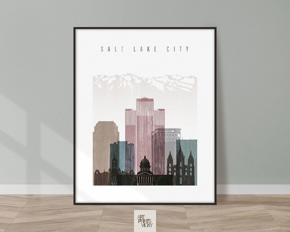 Salt Lake City skyline poster distressed 1
