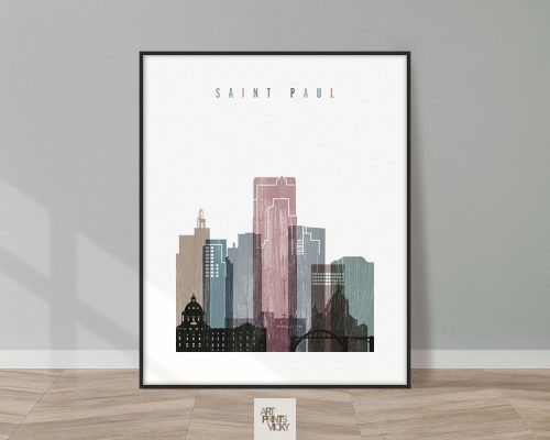 Saint Paul skyline poster distressed 1