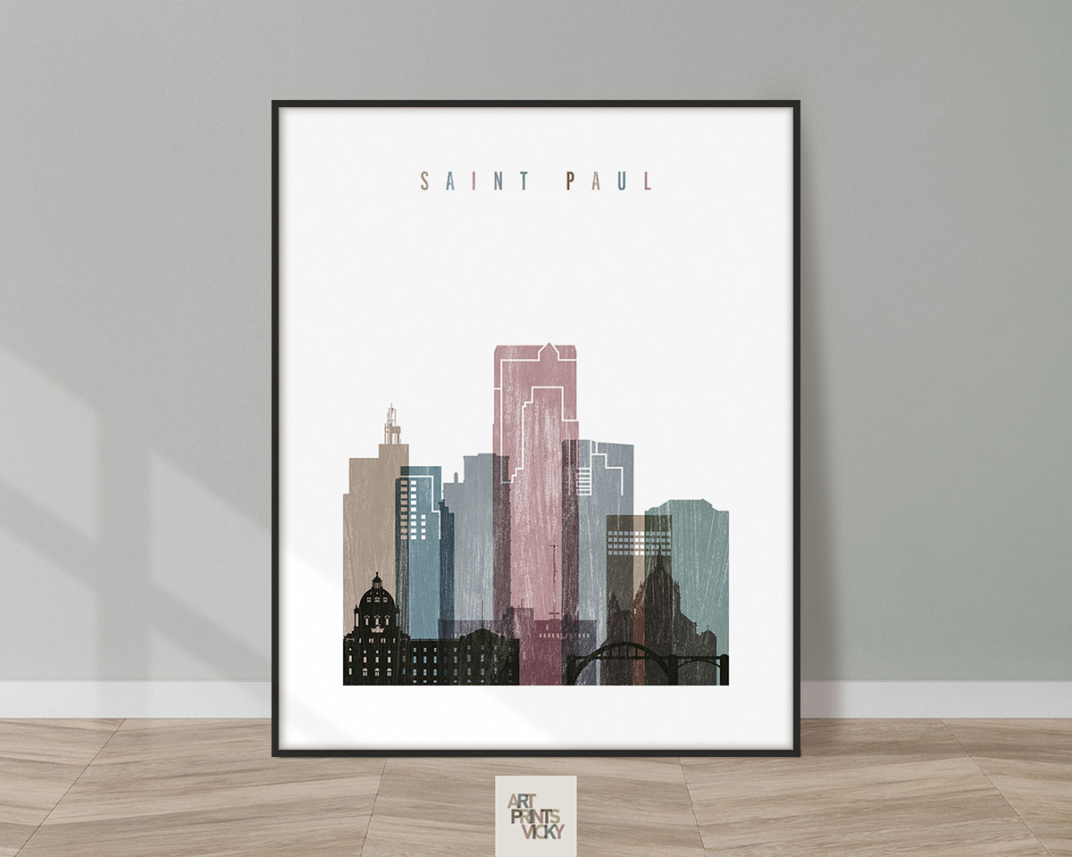 Saint Paul skyline poster distressed 1