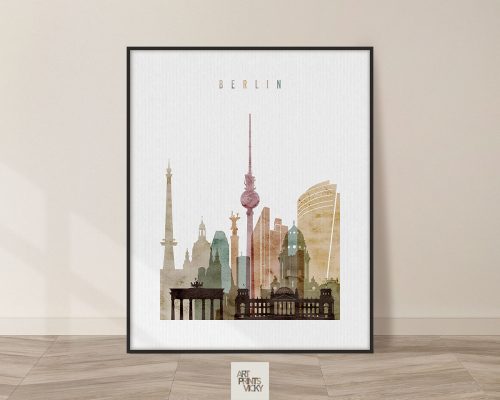 Berlin skyline art print watercolor 1