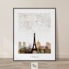 Paris map print poster watercolor 1