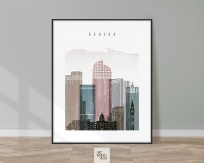 Denver skyline poster distressed 1