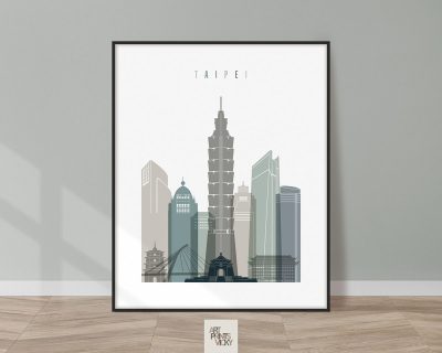 Taipei skyline poster earth tones 4